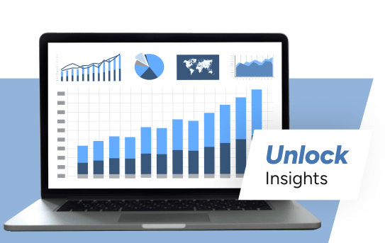Laptop screen with charts