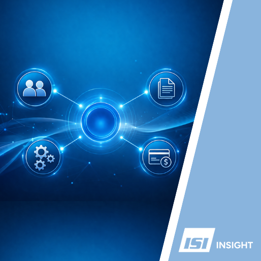 Abstract claims ecosystem graphic showing connected insurance operations across partners, paperwork, payments and reinsurance